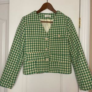 Youyameiduo Houndstooth Blazer with Fancy Button